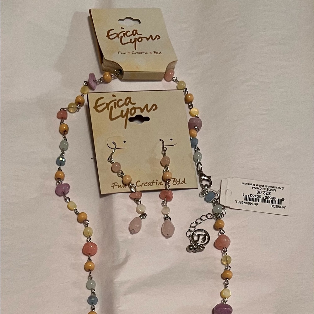 NEW NEVER WORN. Erica Lyons totally cute earrings and necklace.